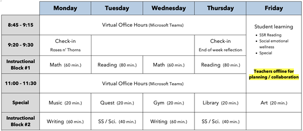Student Schedule Student Schedule